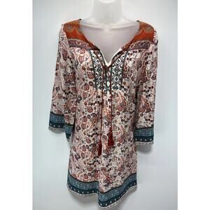 Flying Tomato Anthropology Long Flare Sleeve Size M Boho Hippie Midi Dress